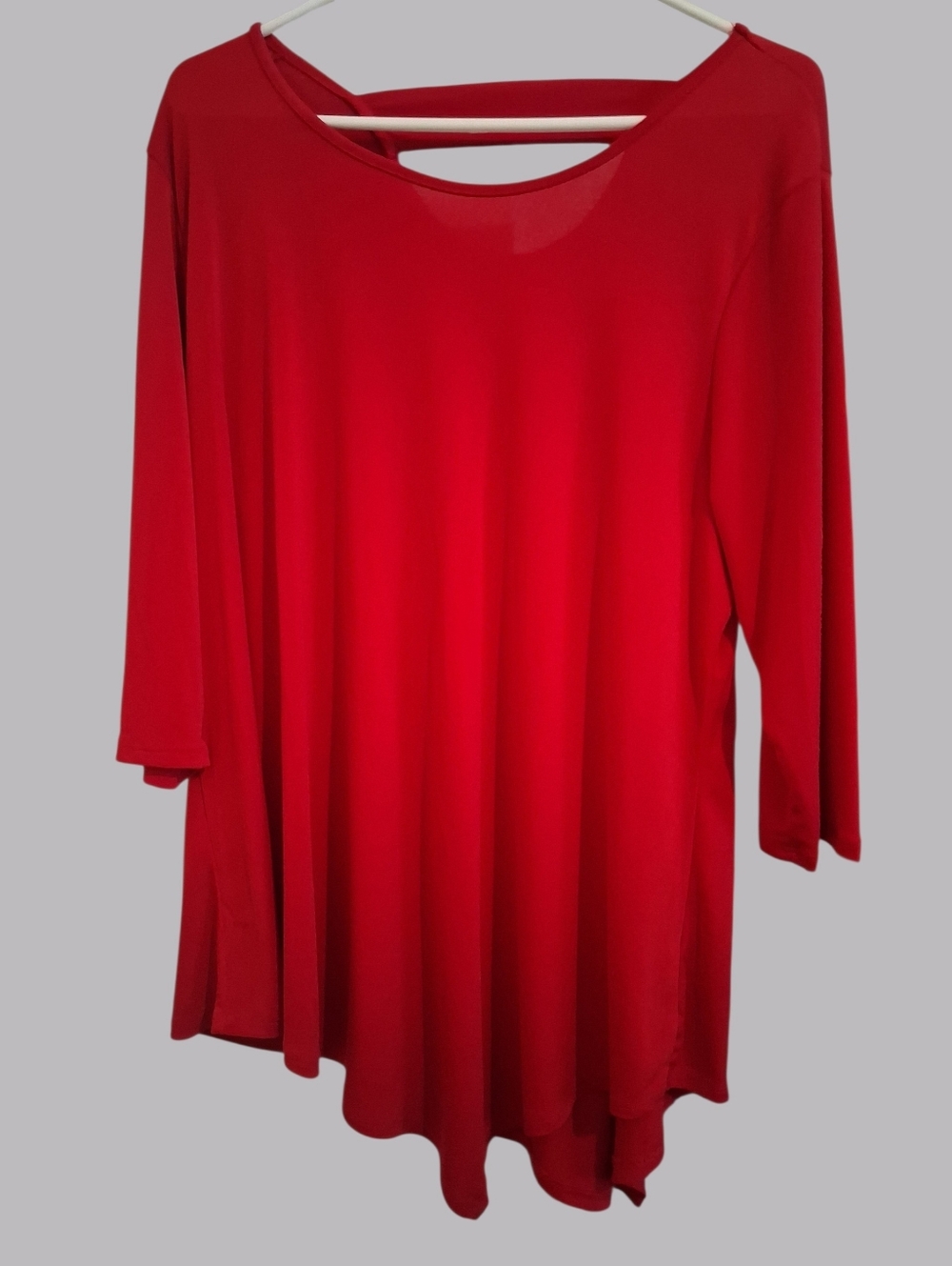 Red Cutout Neck Tunic with Sharkbite Hem 2X